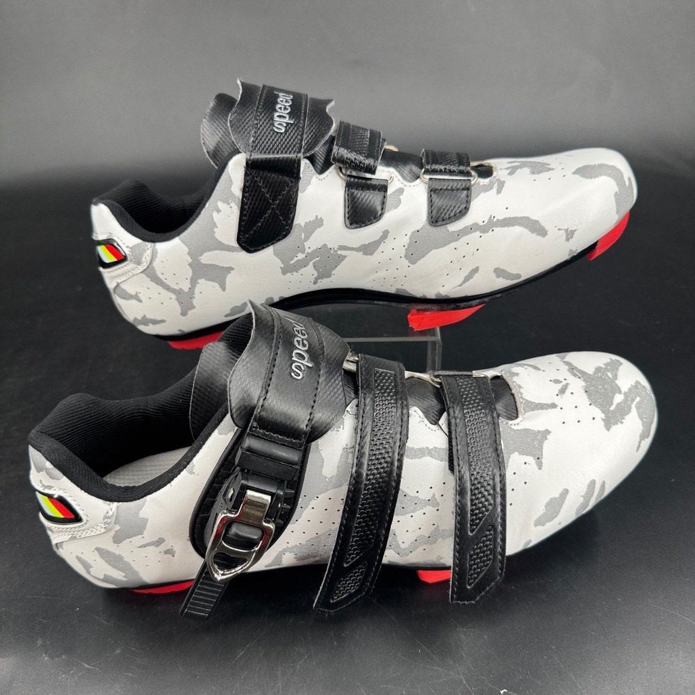 Speed Camo Cycling Shoes Mens 45 White Grey Road Bike Ratchet Buckle ARC1 Cleats